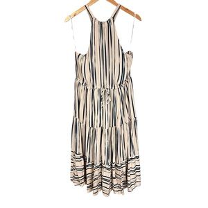 Eloquii Tiered Cream Blue Striped Sleeveless Midi Sundress Size 14